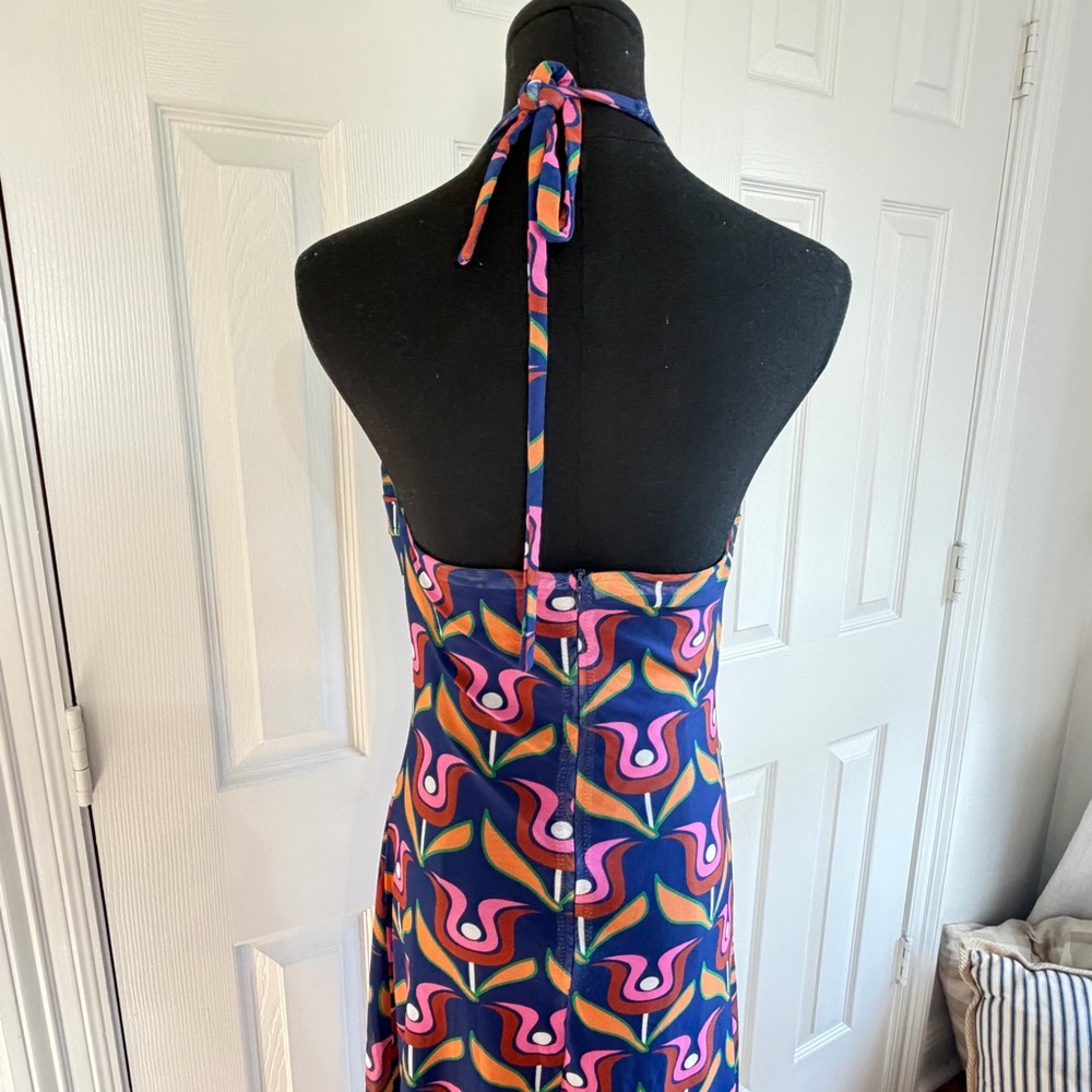 Dolls Kill Delia’s halter Maxi dress Y2K retro Psychedelic print women’s large - Picture 4 of 12